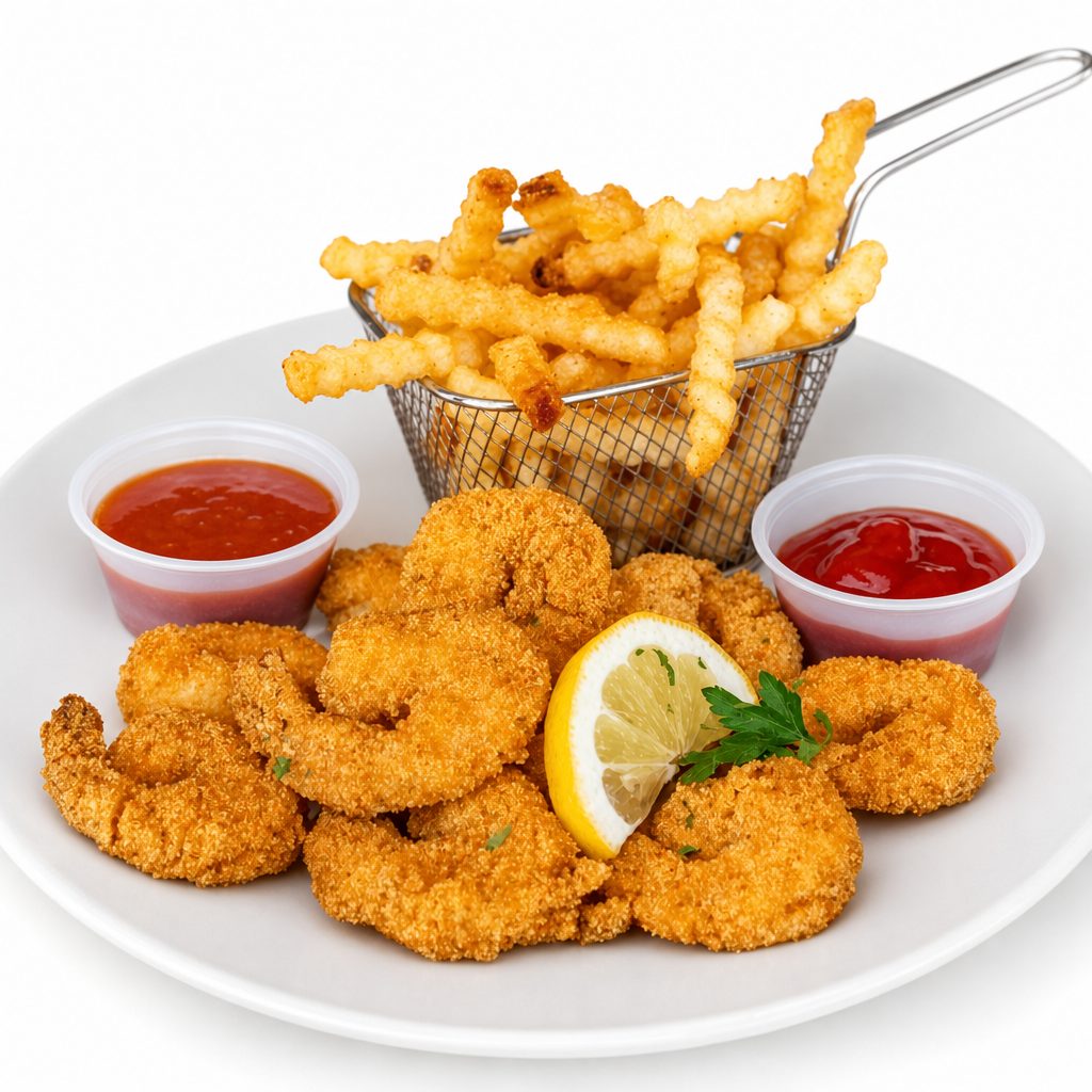 Southern Style FRIED Shrimp Dinner.