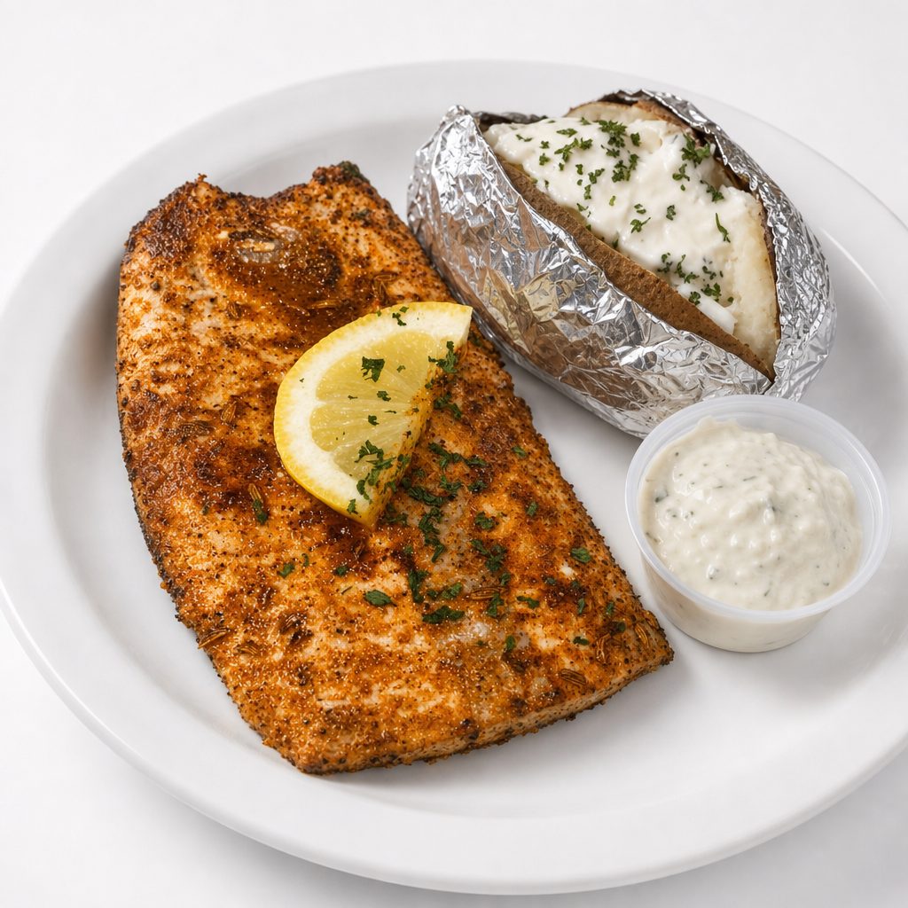 Grilled Blackened Salmon.