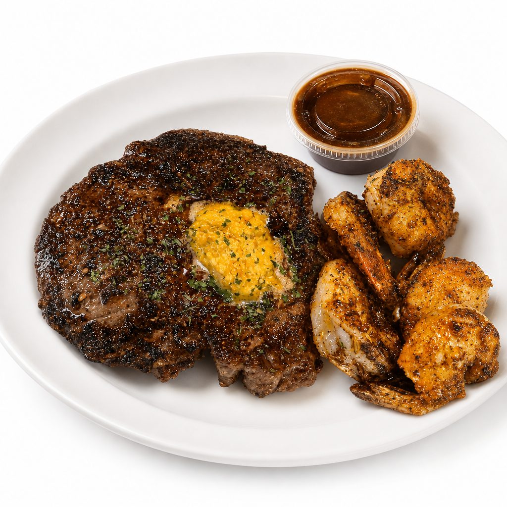 Cowboy Steak & Shrimp.