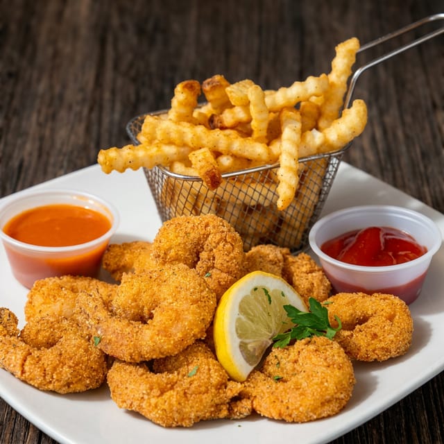 Southern Style FRIED Shrimp Dinner.